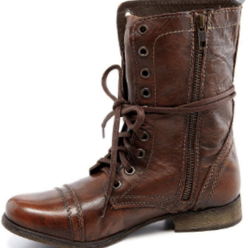Steve Madden Brown Leather "Troopa" Combat Boot